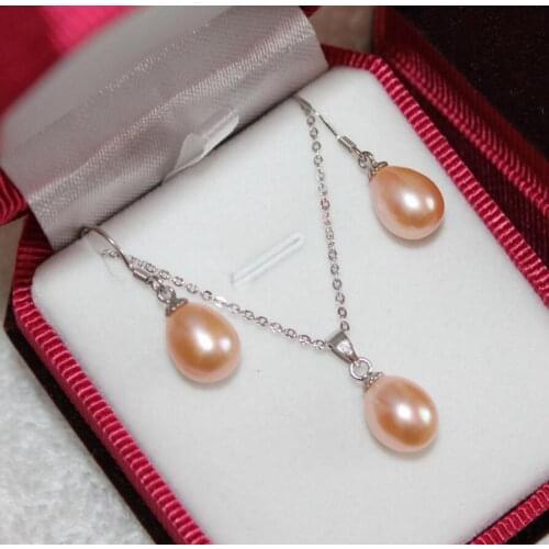 Hot sell new - Genuine Freshwater Drop Pearl Pendant Necklace Earrings Silver SET /Jewelry