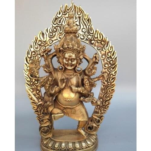 Exquisite Tibet Buddhism pure brass Eight arms King Kong Buddha crafts statue