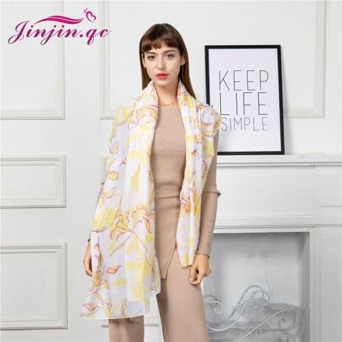 Jinjin.QC New Women Ladies flower Preview Stylish Long Soft Silk Chiffon Scarf Wrap Shawl Scarves Comfortable Hot Stylish Item