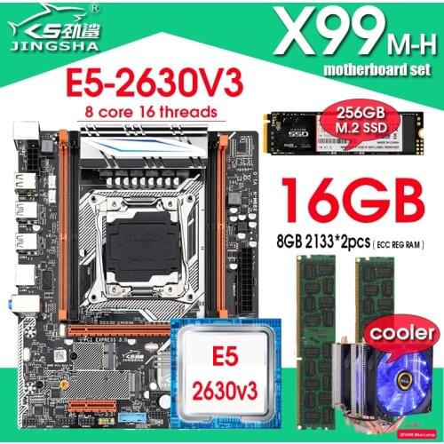 JINGSHA X99 motherboard LGA 2011-3 set kit with xeon E5 2620 V3 processor and 16G(2*8G) DDR4 RAM memory 256GB M.2 SSD cooler