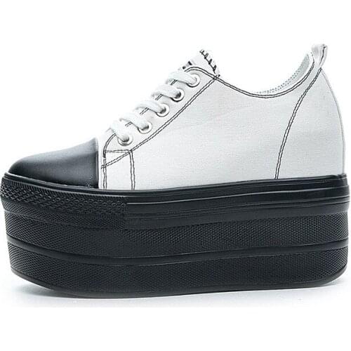 High Quality 10cm Super Thick Sole Heel Platform Wedges Shoes Hidden Heel Increased Height Leather Shoes Sneakers Chunky