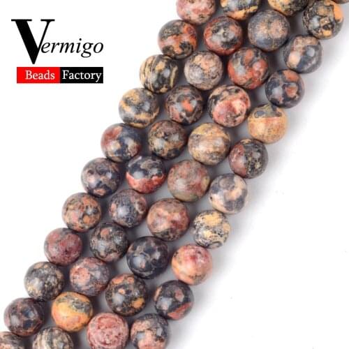Natural Round Spacer Beads Leopard Skin Jaspers Loose Beads For Jewelry Making Diy Bracelet Necklace Perles 4 6 8 10 12mm 15
