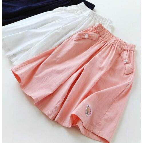 Girls' Summer Cotton Comfortable Casual Shorts Fashion High Waist Shorts Pink Blue White Color P2 163