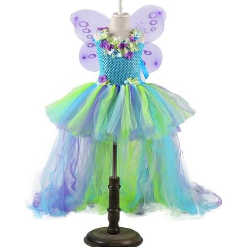 Lovely Girl Magic Fairy Birthday Party Tutu Dress Child Princess Cosplay Costume With Wedding Wings 2-12y Halloween Role Play