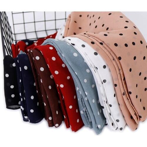 Fashion Polka Dot Bubble Chiffon Hijabs Scarf Printed Shawls Muslim Scarves Head Wraps Headband Turbans Mufflers 1PC Retail