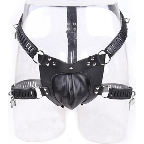 Male Underwear Erotic Gay Penis Chastity Panties Genuine Leather Fetish Men Porno Bondage Lingerie Sexy Sissy Panties for Sex