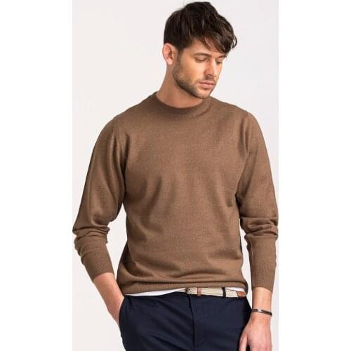 Hateko Men Regular Fit 30% Wool Crew Neck Sweater Classic Style Plain Color Knitwear Lightweight Pullover Big Size Options