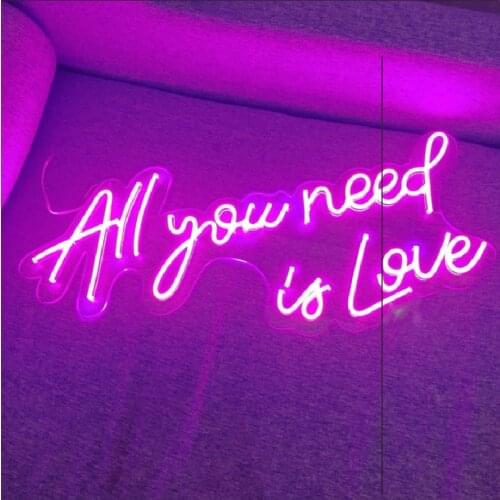 Custom All You Need is Love 3D Led Flex Transparent Acrylic Neon Sign Light Letter Board Party Wedding Background Decoration