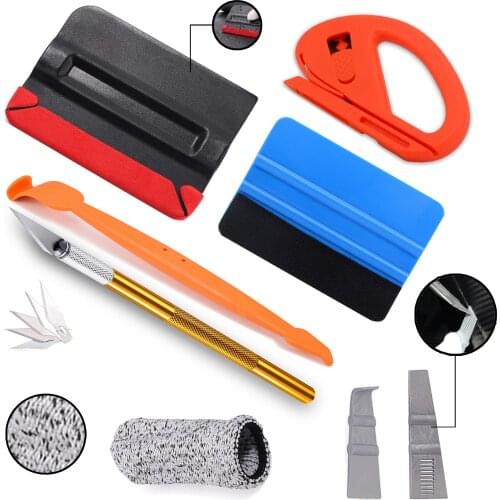 Car Accessories Kit Carbon Fiber Squeegee Vinyl Wrap Tools Auto Film Stickers Scrapers Window Tint Installation Set