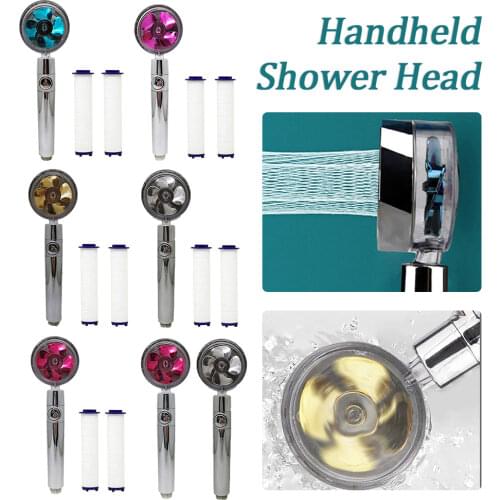 High Pressure Handheld Shower Head Water Saving Function Spray ABS Spray Nozzle with Rotating Windmill Fan Bathroom Accessories