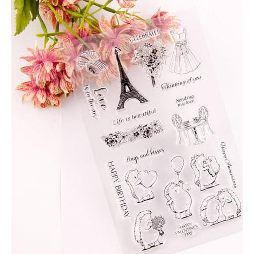 Tower hedgehog Transparent Clear Silicone Stamp/Seal for DIY scrapbooking/photo album Decorative clear stamp sheets