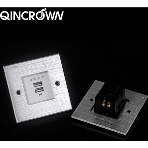 QINCROWN all aluminum smart phone charging socket USB interface plug Apple Android universal creative wall plug