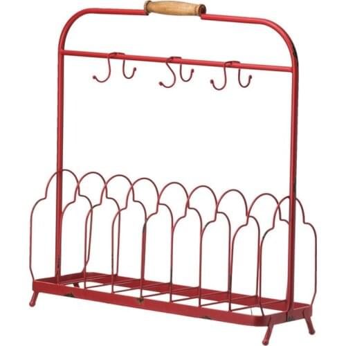 Retro creative household kitchen shelf mug coffee cup hook rack iron skeleton tableware tray grocery decoration organizer