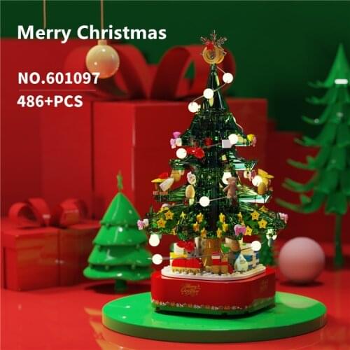 486Pcs Christmas Tree With Music Box Model Bricks Creator Building Blocks New Year Gift Educational Kids Toys Christmas Gifts