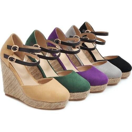 Summer thick bottom wedges sandals ladies high heels solid color casual shoes fashion womens shoes