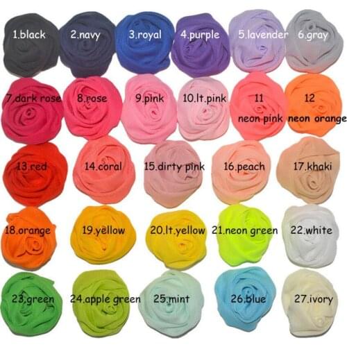 New Coming Handmade 1.6" chiffon rosette flower Rose Boutique Hair Flowers DIY girls Hair Accessories 120pcs 27colors
