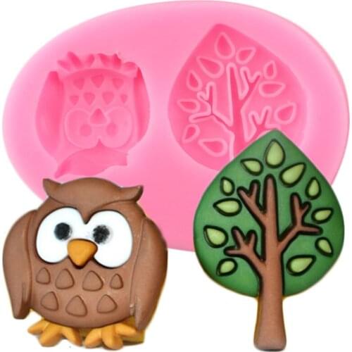 Owl Silicone Molds Leaves Cupcake Topper Fondant Mold Christmas Cake Decorating Tools Candy Polymer Clay Chocolate Gumpaste Mold