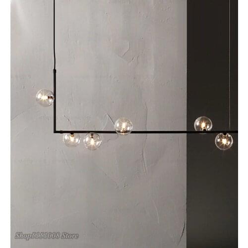 Modern minimalist pendant lights Living Room table long pendant lamp led design glass ball hanging lamps kitchen decor Fixtures