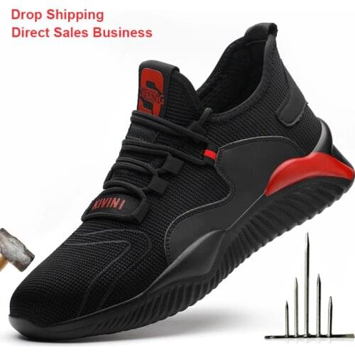 Light Breathable Mens Safety Shoes Steel Toe Work Boots Casual Incredibles Puncture-proof Sneakers Direct delivery