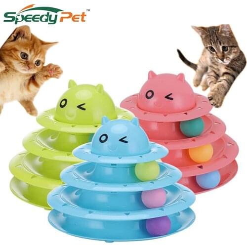3 Layers Interactive Cat Ball Toy Funny Cat Ball Disk Crazy Pet Toys Interactive Amusement Plate Play Disc Turntable Cat Toys