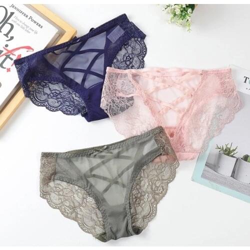 Lace Panties Women Sexy Transparents Underwear Hollow Out Woman Lingerie Low Waist M-3XL Large Size Lady Soft Underpantes