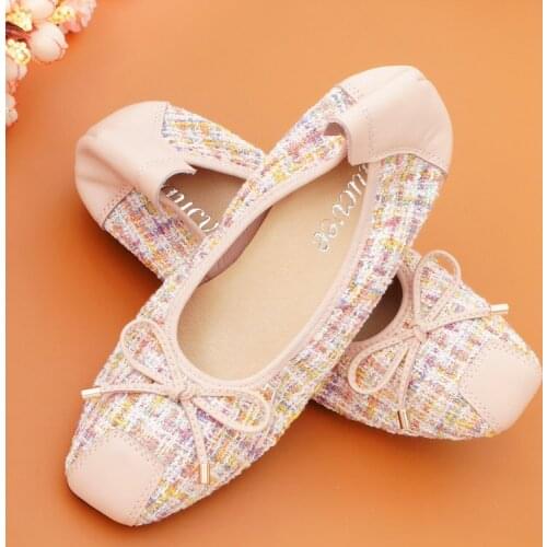 Genuine Leather Bow Slip On Ballet Flats Loafers Square Toe Flat Shoes Women Ballerinas Woolen Moccasins Lady Casual Flats Shoes