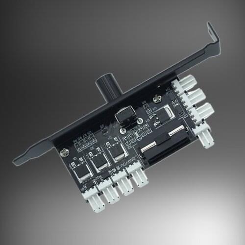 PC 8 Channels fan hub Cooling Fan Speed Controller for CPU Case HDD VGA PWM Fan w/ PCI Bracket Power by 12V 3pin/4pin Cooler fan