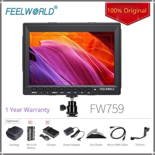 Feelworld FW759 7 Inch IPS 1280x800 Camera Field DSLR Video Monitor with Peaking Focus HD 7" LCD Monitor for BMPCC Canon Sony