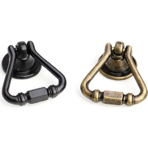 35mm vintage shaky drop rings kitchen cabinet knob antique brass drawer dresser cupboard door pulls black antique furniture knob