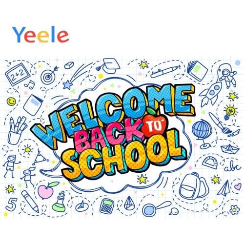 Yeele Welcome Back To School Comic Posters Banner Photography Background Baby Child Scene Photographic Backdrop For Photo Studio