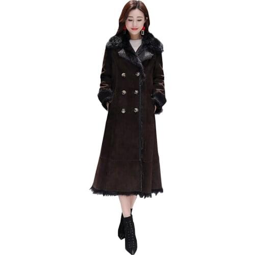 Womens Jacket Warm 2019 New Coat Parka Fur Collar X-Long Brown Jackets Leisure Plus Size Female Parkas Thicken Outerwear Winter