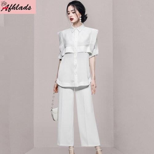 New Autumn And Winter Fashion Vintage Feather Beading Stitching Knitted Pullover Loose Sweater Top + Pants Two-Piece Sets