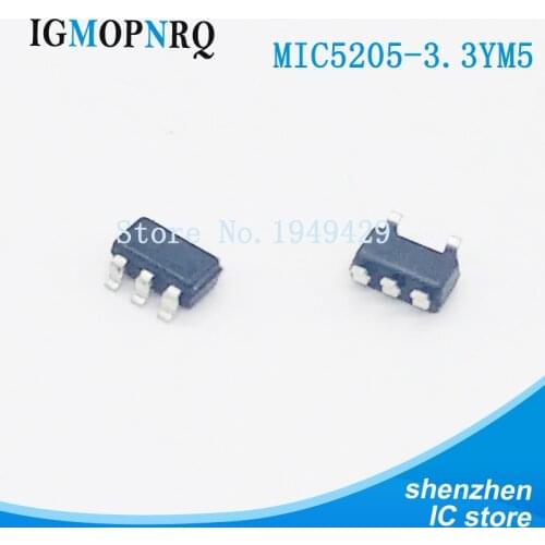 10pcs/lot MIC5205-3.3YM5 3.3V LDO regulator output voltage SMD SOT23-5 new
