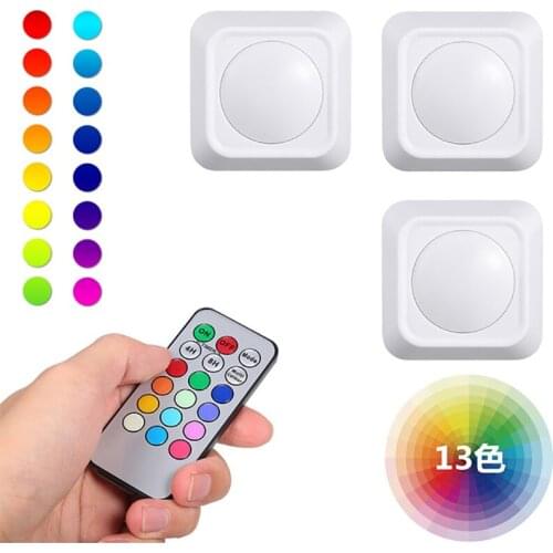 13 color LED cabinet light colorful RGB atmosphere light remote control cabinet square night light 1 set