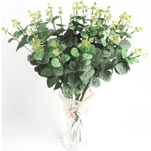 16 Heads Artificial Fake Leaf Eucalyptus Leave bouquet Silk Artificial Leaves Home Decoration DIY Flower Plant Faux Foliage