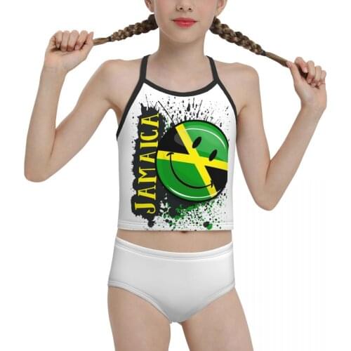 2021 Patriot Swimwear for junior high school Girl Print A Splash Of Jamaica Smiling Jamaican Flag Biquini for Children Girl