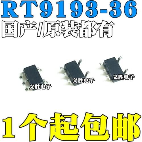 3PCS New and original RT9193-36GB -36PB SOT23-5 300MA CMOS LDO IC 3.6V Stabilizer "of 1.8 V / 300 ma output