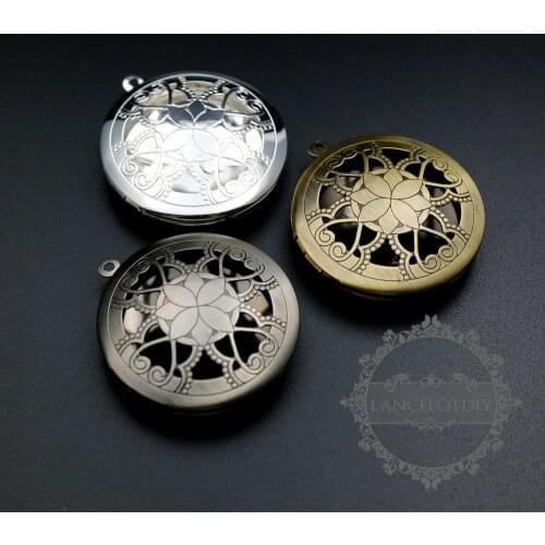 33MM vintage style victorian stamping filigree antiqued silver,bronze,silver fashion round photo locket pendant cahrm 1111061