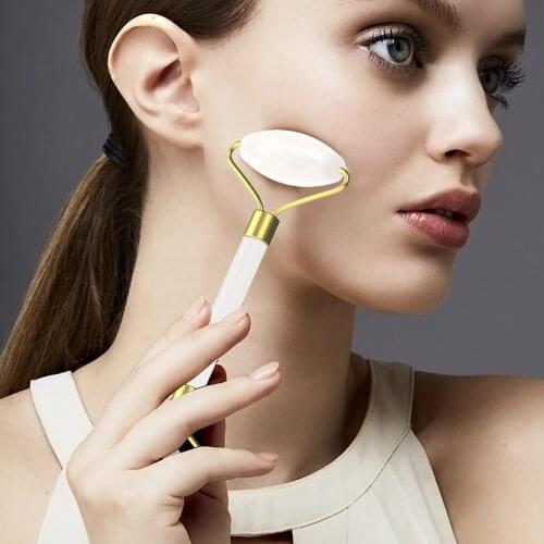 White Jade Roller Anti Wrinkles Face Lift Massager Facial Massage Tool Natural Healing Stone Beauty Skin Care Tools