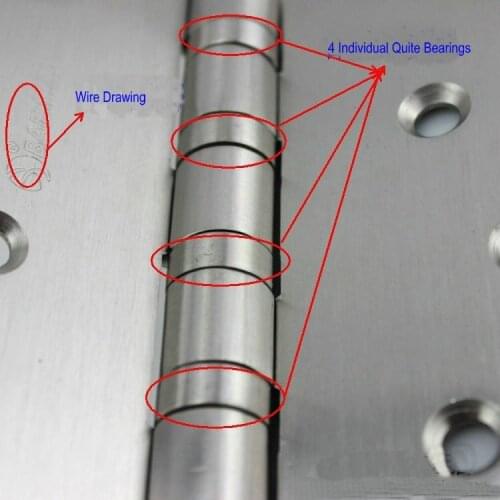 Free Stainless Screws Blister Packaging Quiet Smooth 100X100X3MM Stainless Steel Mute Hinges, Four Individual Bearings