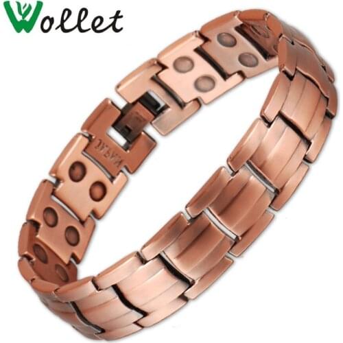 Wollet Jewelry Bio Magnetic 316L Stainless Steel For Men Antique Copper Color Two Raw Magnet Health Care Healing Energy