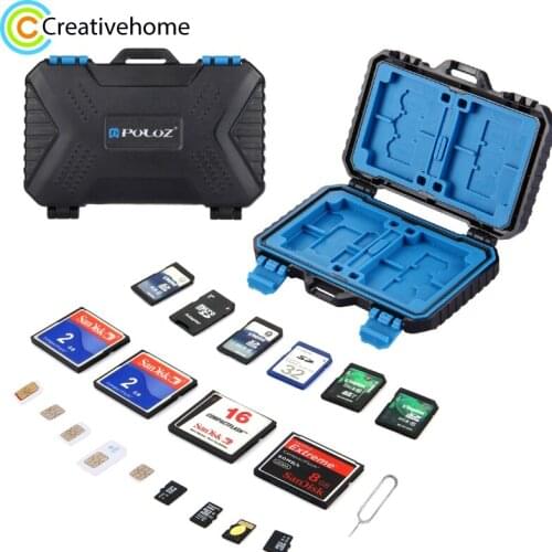 PULUZ 27 in 1 Memory Card Case for 4CF + 8SD + 9TF + 1Card PIN + 1Standard SIM + 2Micro-SIM + 2Nano-SIM, No cards include
