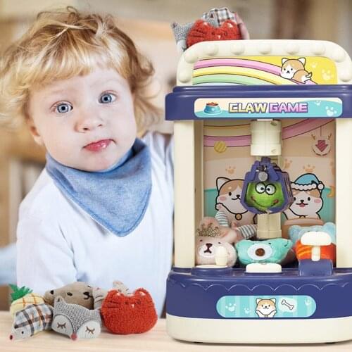 Children Kids Coin Operated Games Remote Control Clip Doll Mini Claw Hanging Machine Dolls Crane Machines Alarm Clock Game