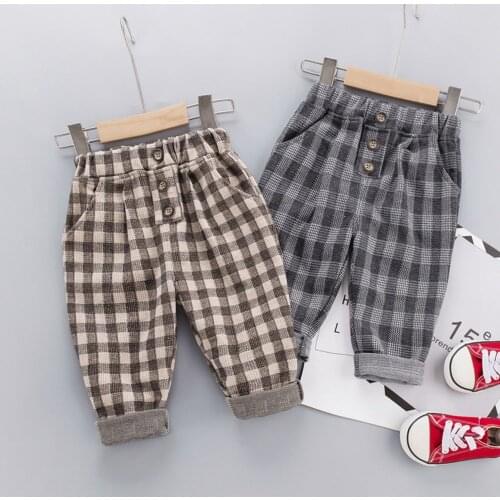 Fashion Baby Boys Girls Long Pants 2020 Autumn Children Kids Infants Clothes Plaid Trousers Pant New Arrival