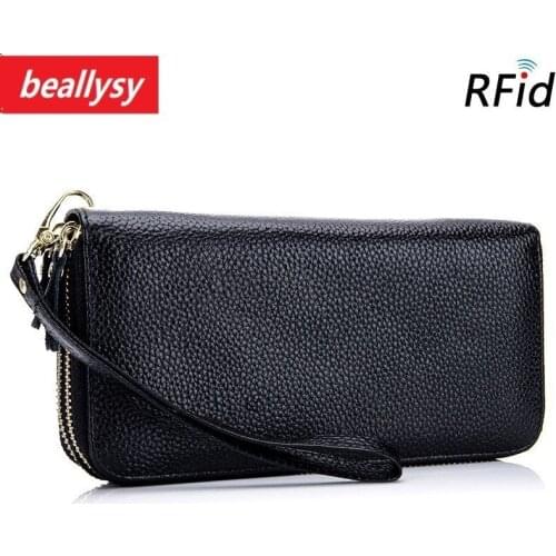 2018 Women Fashion Genuine Leather Long Wallet Luxury Brand Designer Lady Day Clutch Wallets Zipper Purse Coin Card Holder
