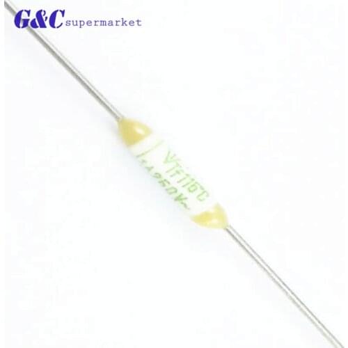 Each batch of 10 Microtemp thermal fuses axial TF cut-off 115 degree 1A 250V for transformer motor diy electronics