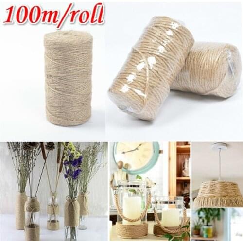 2mm 100m/roll Cotton String Natural Twisted Cord Crafts Wire Macrame Crochet DIY Home Decorations