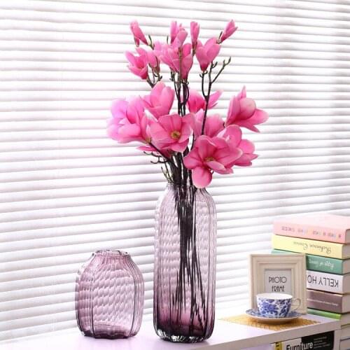 Artificial 4-Heads Simulation Magnolia Flower Bouquet fake flowers Home Wedding Party Decor decoration White/Pink/Purple