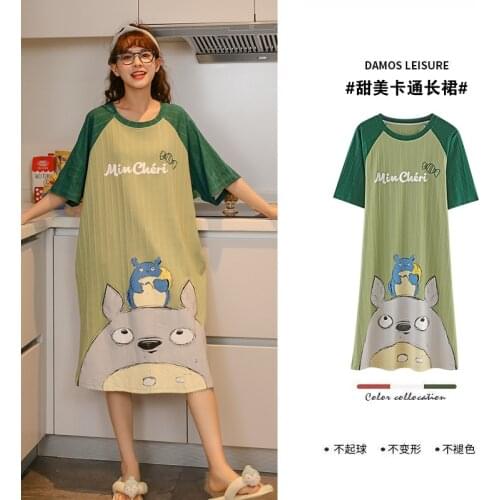 Classic Cartoon Totoro Sleepwear Sweet Women Sleepshirt Casual Cotton Night Dress Nuisette Sexy Lingerie Nightwear Loose Homwear