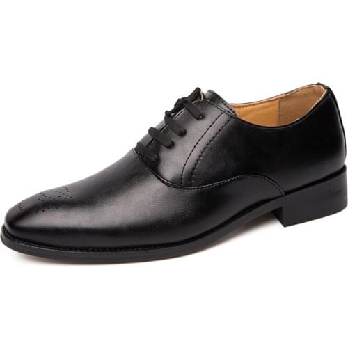 Classic Dress Shoes Men Business Black PU Leather Oxfords Wedding Shoes Spring Autumn Mens White Formal Shoes Plus Size 48